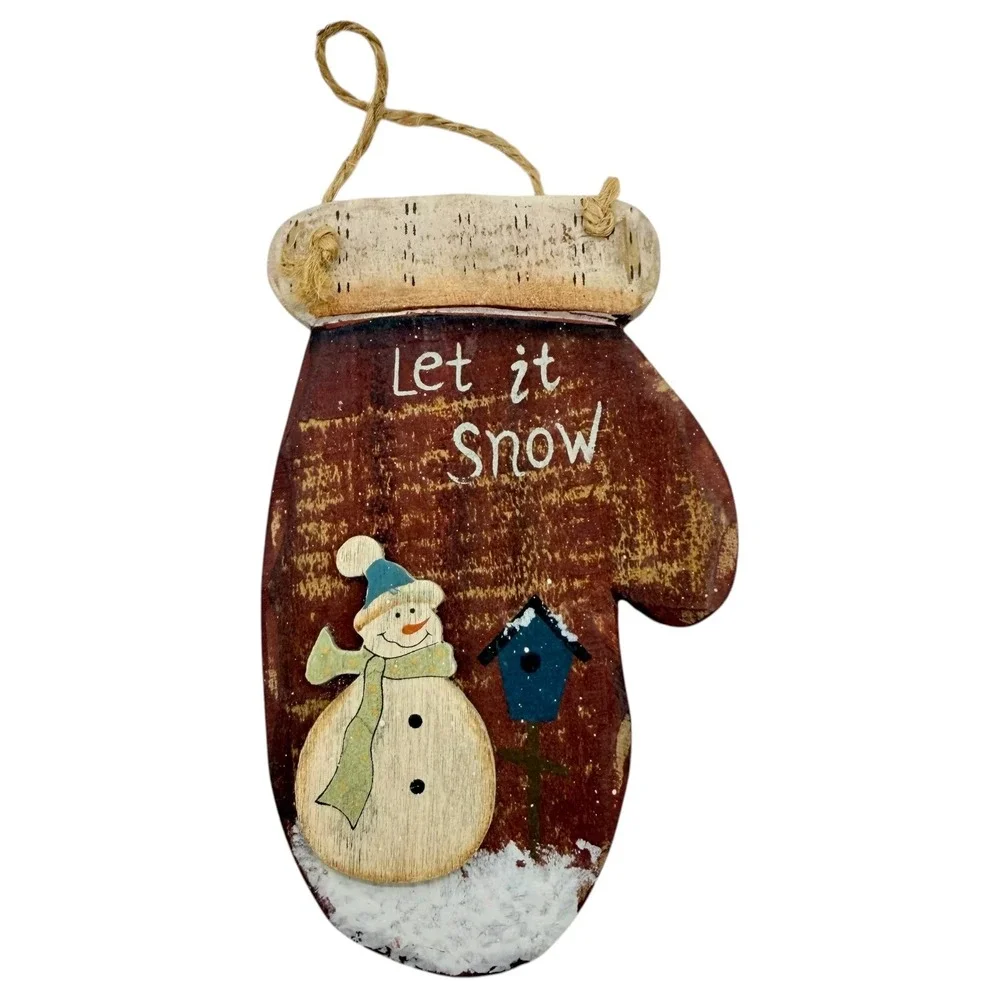 Unbranded Rustic Wood Snowman Santa Christmas‎ Ornament Set 6pc Vintage Style